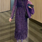 Purple Floral V Neck Dress