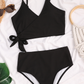 Solid Color Cross Bikini Set