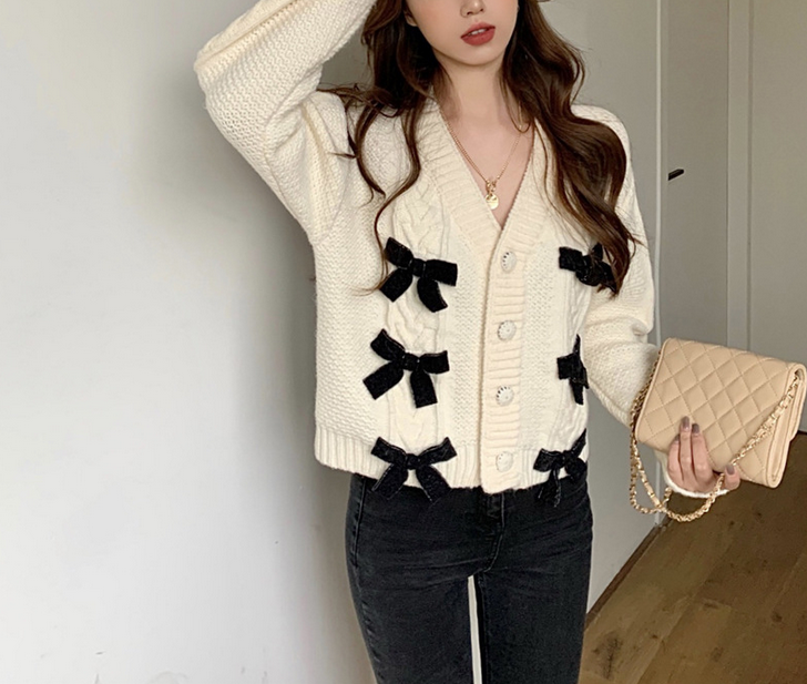 Bowknot Knotted Sweater Cardigan