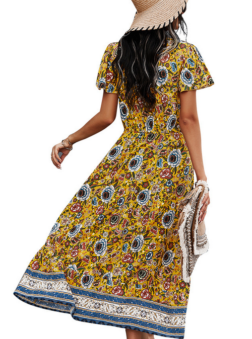 Floral V Neck Dress