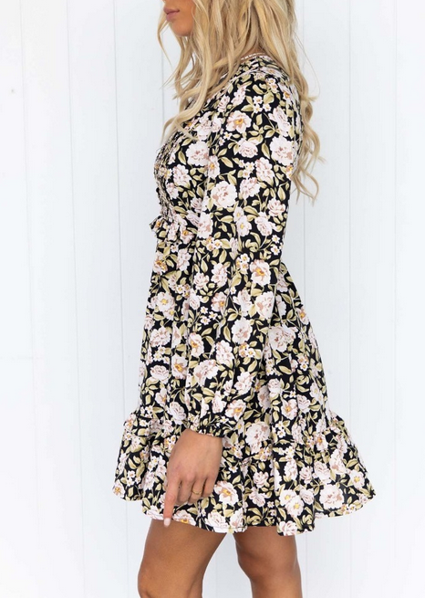 Floral V Neck Dress