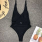 Removable Belt Backless One Piece Swimsuit