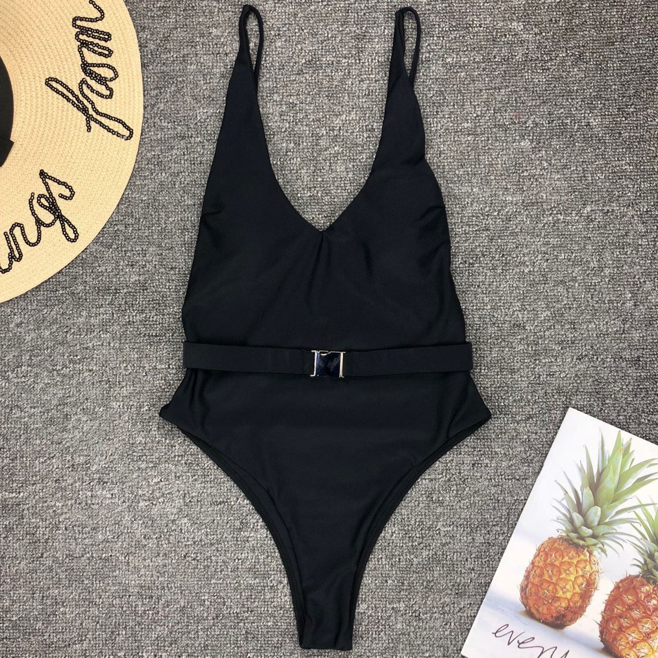 Removable Belt Backless One Piece Swimsuit