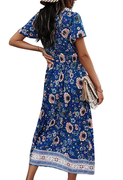 Floral V Neck Dress