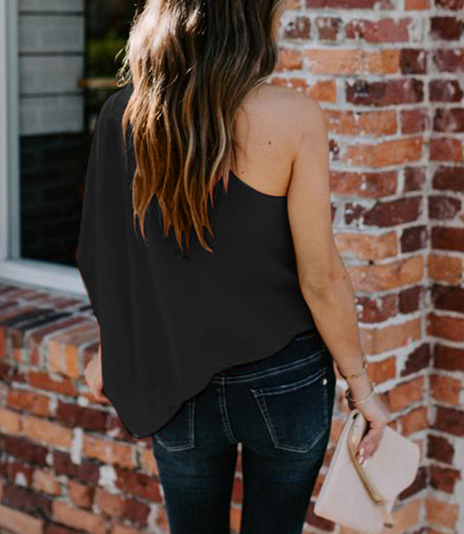One Shoudler Chiffon Top