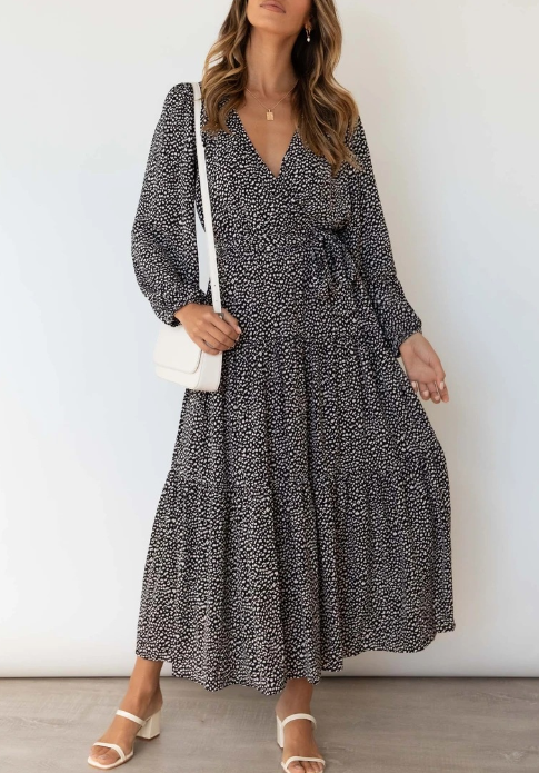 Dots V Neck Dress