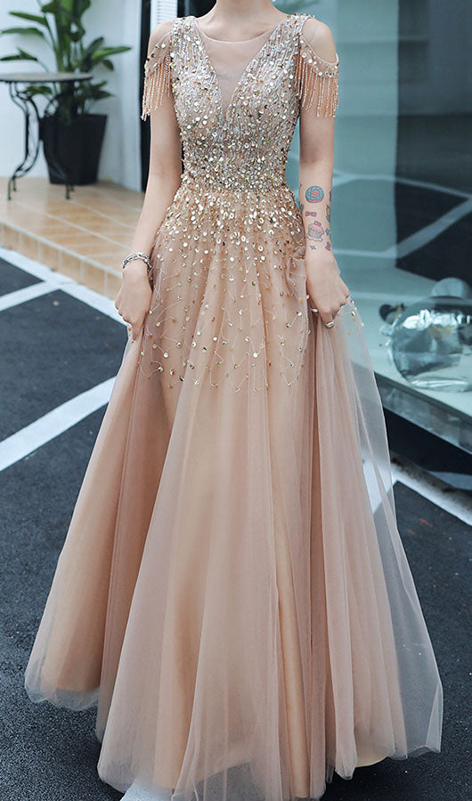 Sequins Off The Shoulder Prom Dress