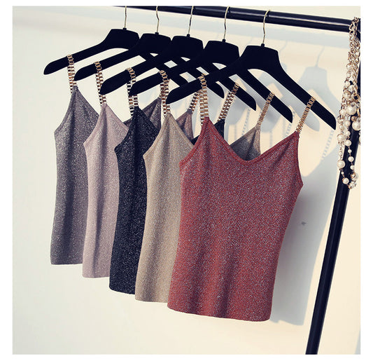 Sequins V Neck Top