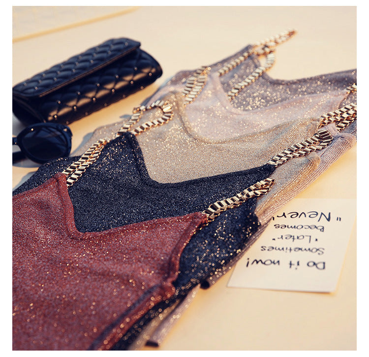Sequins V Neck Top