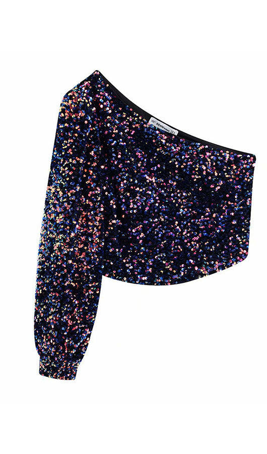 Sequins One Shoulder Top
