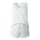 Sleeveless V Neck Top And Shorts Two Pieces Set