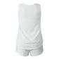 Sleeveless V Neck Top And Shorts Two Pieces Set