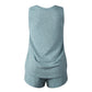 Sleeveless V Neck Top And Shorts Two Pieces Set