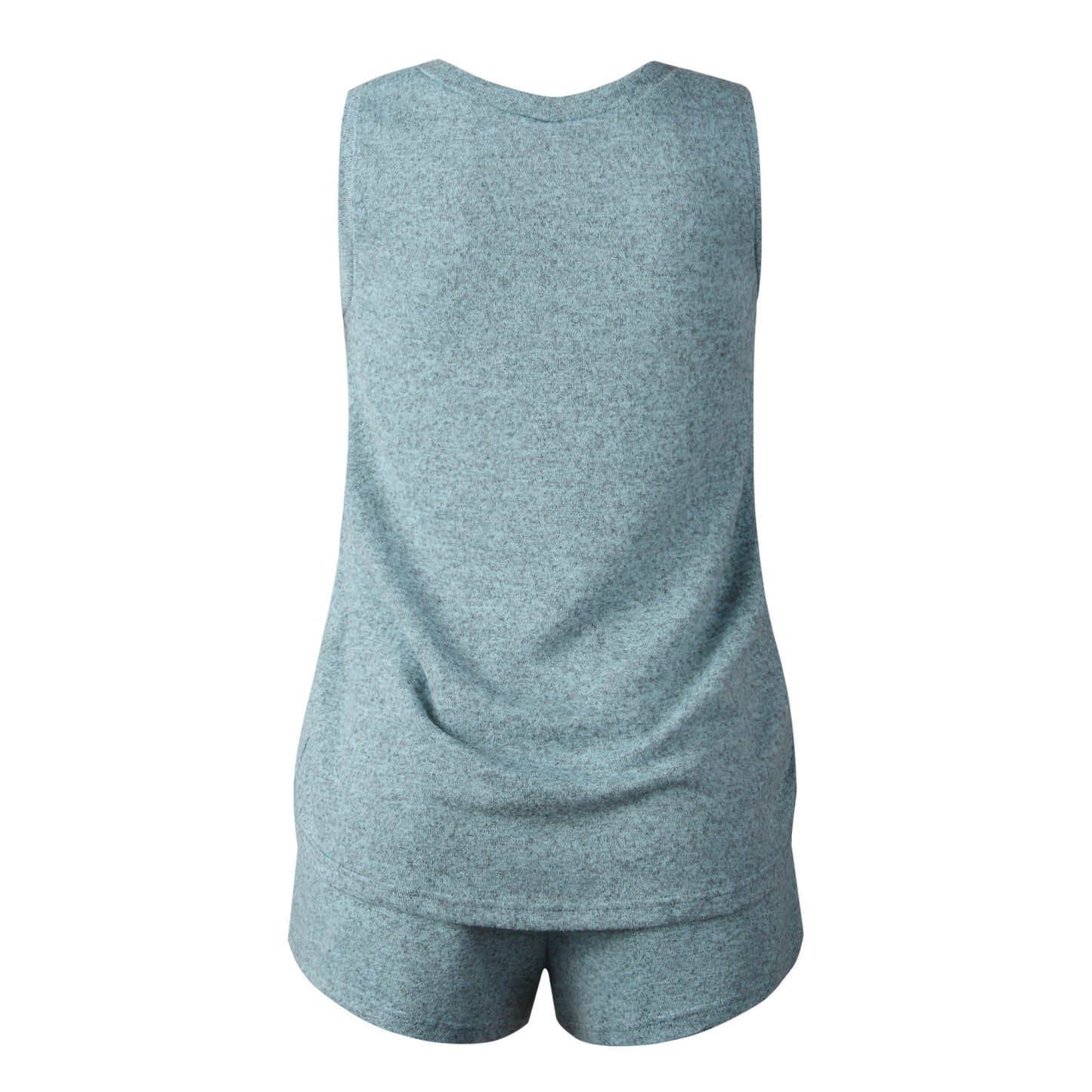 Sleeveless V Neck Top And Shorts Two Pieces Set