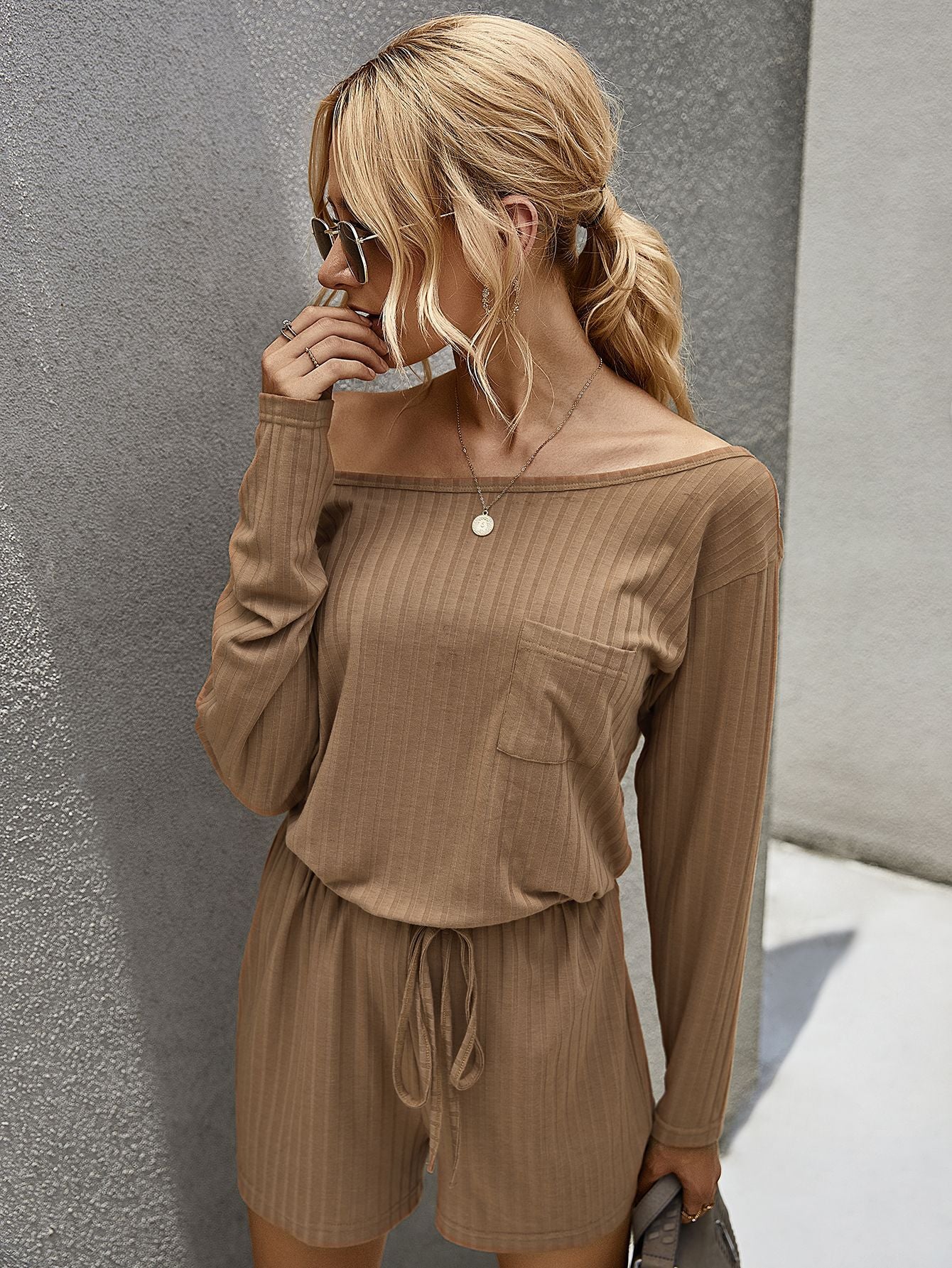 Solid Color Casual Romper