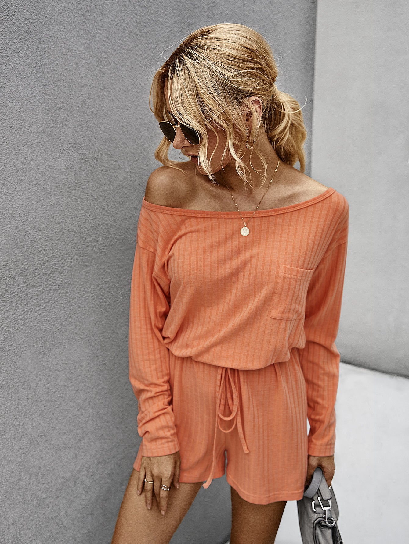 Solid Color Casual Romper