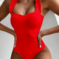 Solid Color One Piece Bikini Set
