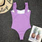 Solid Color One Piece Bikini Set