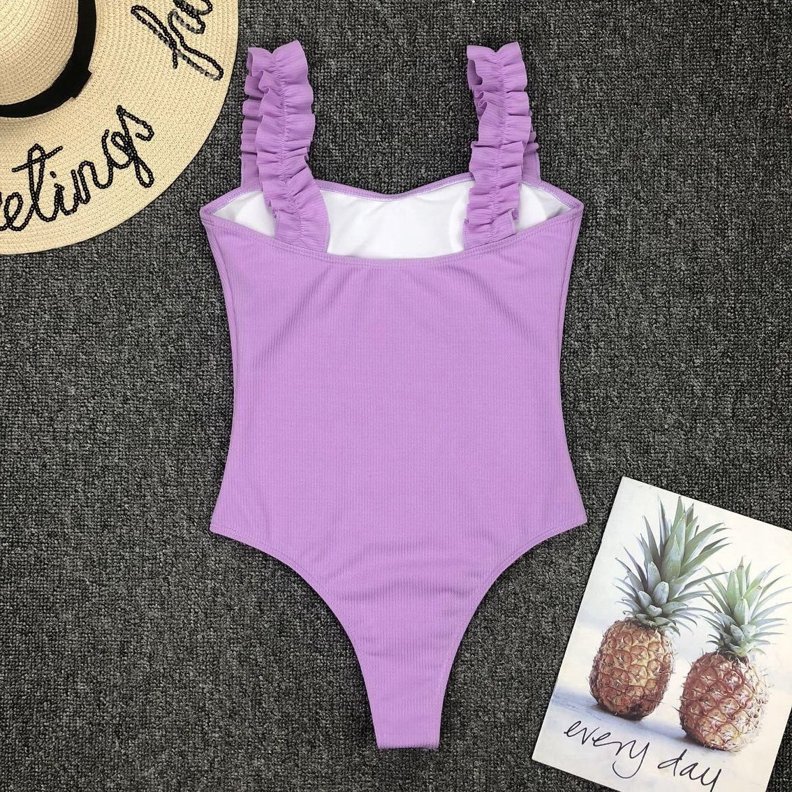 Solid Color One Piece Bikini Set