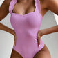 Solid Color One Piece Bikini Set