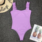 Solid Color One Piece Bikini Set