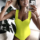 Solid Color One Piece Bikini Set