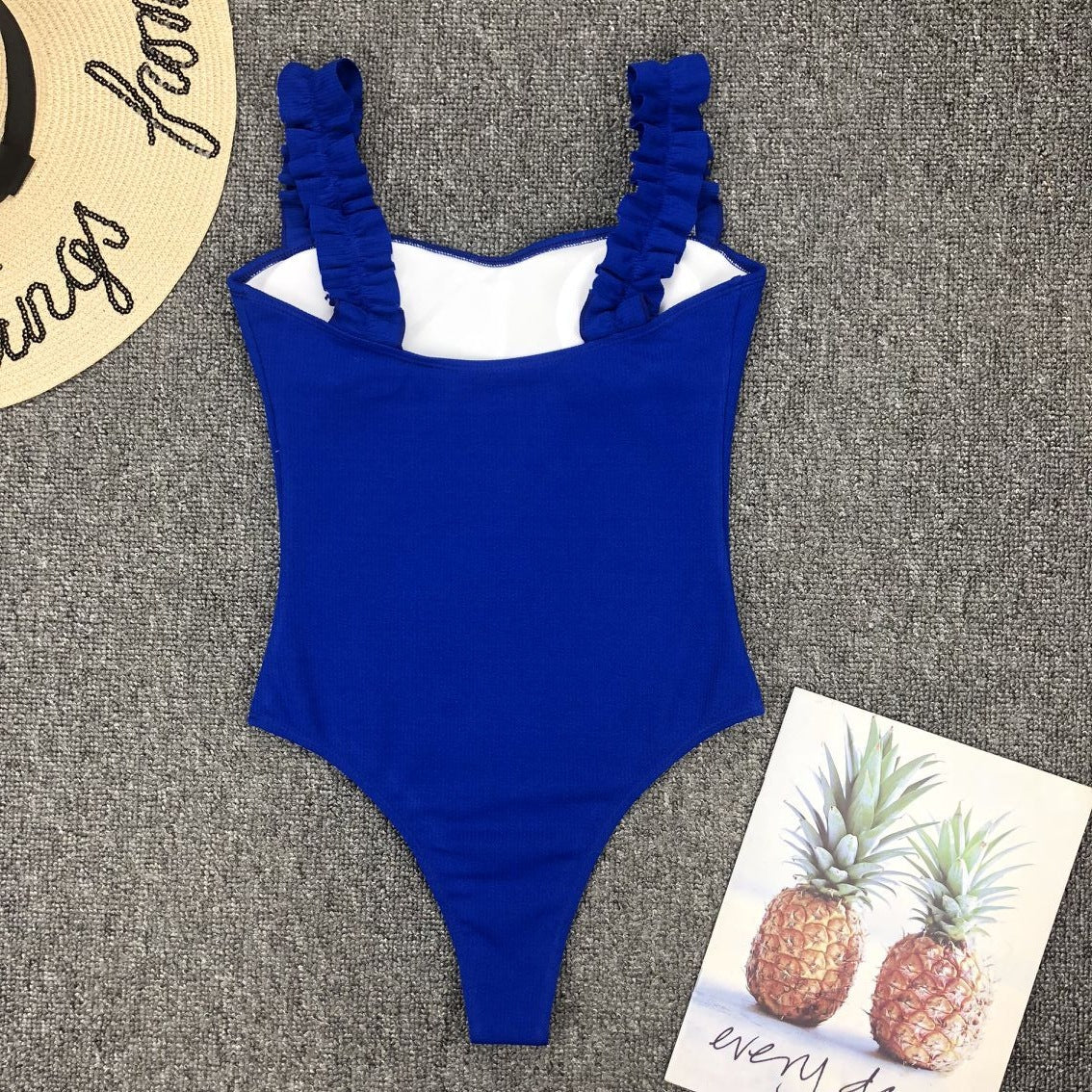 Solid Color One Piece Bikini Set