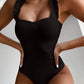 Solid Color One Piece Bikini Set