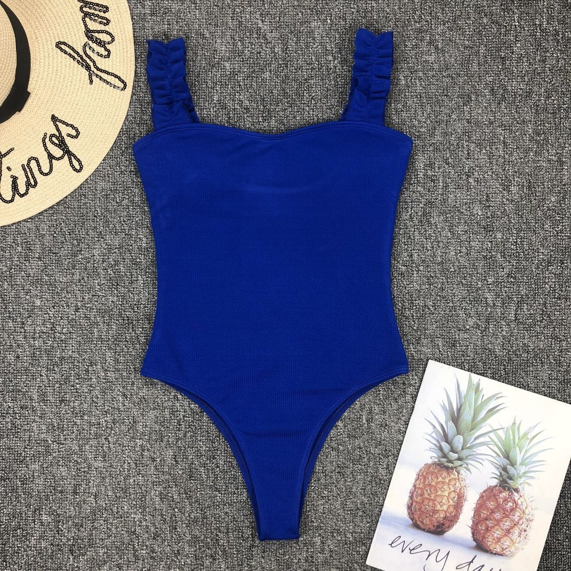 Solid Color One Piece Bikini Set
