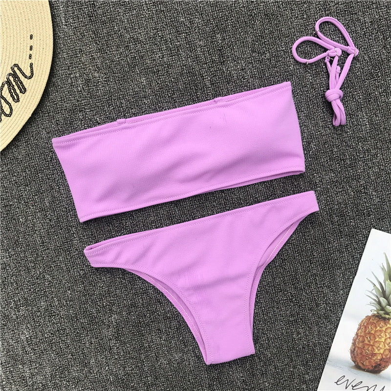 Solid Color Bikini Set