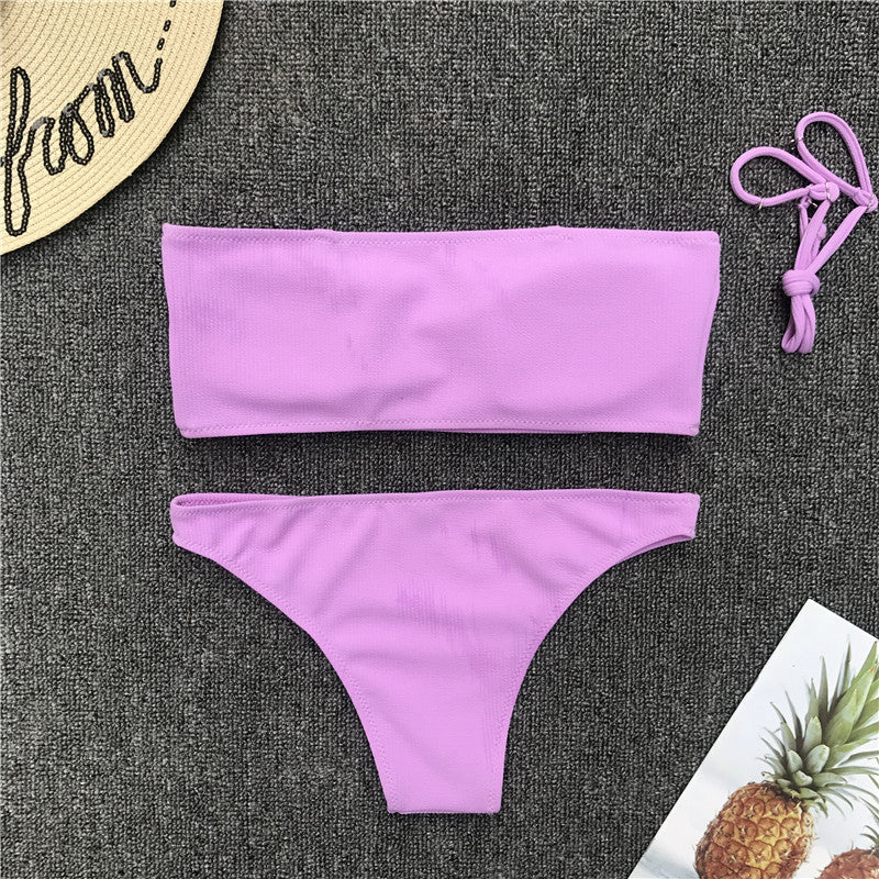 Solid Color Bikini Set
