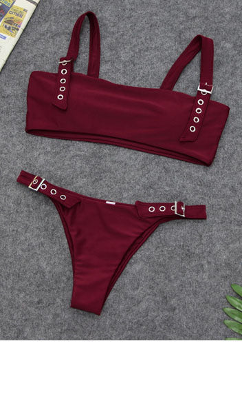 Solid Color Bikini Set