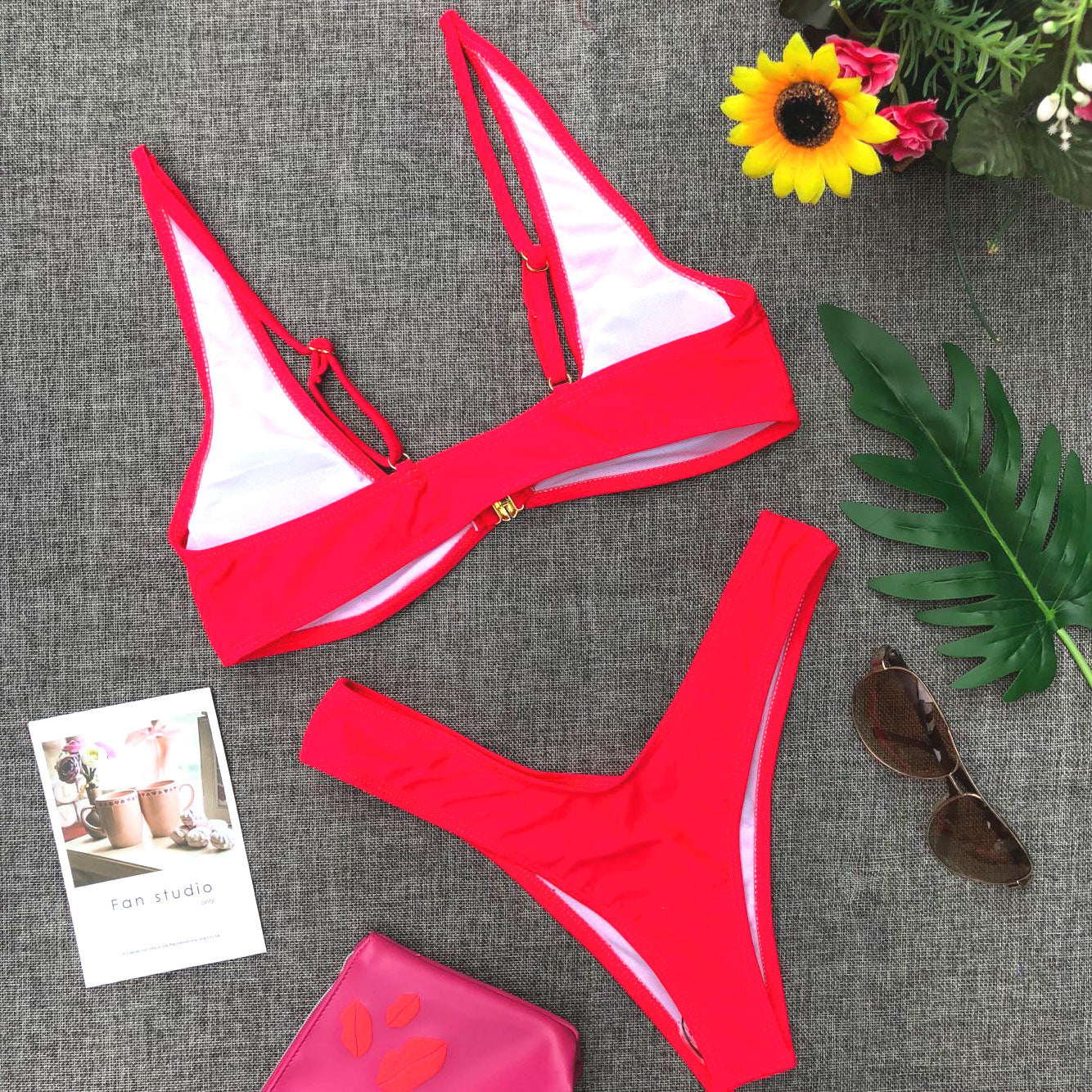 Solid Color Bikini Set