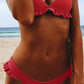 Solid Color Falbala Bikini Set