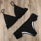 Solid Color Falbala Bikini Set