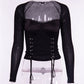 Square Neck Lace Up Top