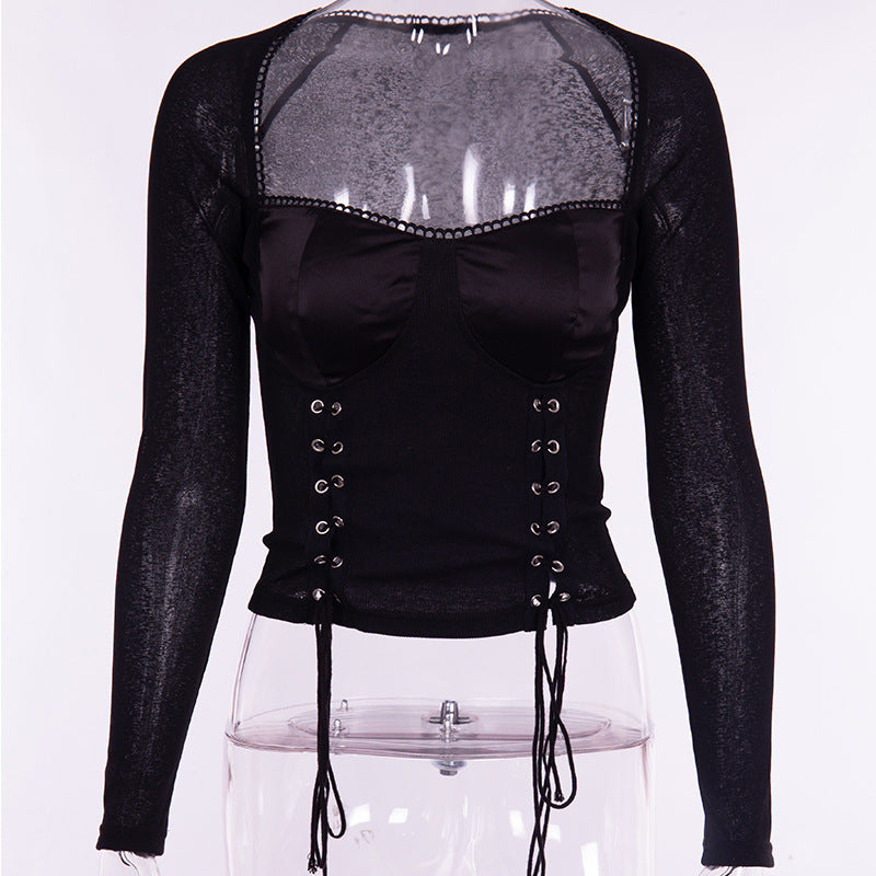 Square Neck Lace Up Top
