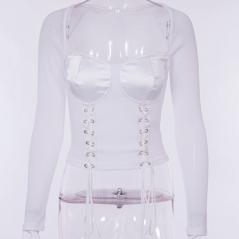 Square Neck Lace Up Top