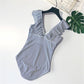 V Neck Stripe One Piece Swimsuit