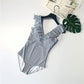 V Neck Stripe One Piece Swimsuit