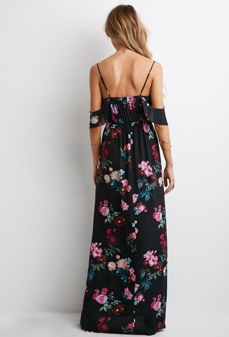 Floral Spaghetti Staps Maxi Dress, dress, VIVIMARKS