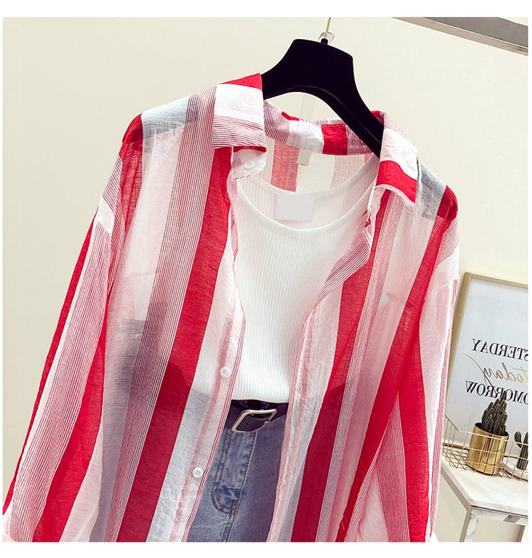 Stripe See-through Cardigan