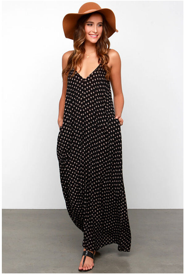 Dots Print Maxi Dress, dress, VIVIMARKS