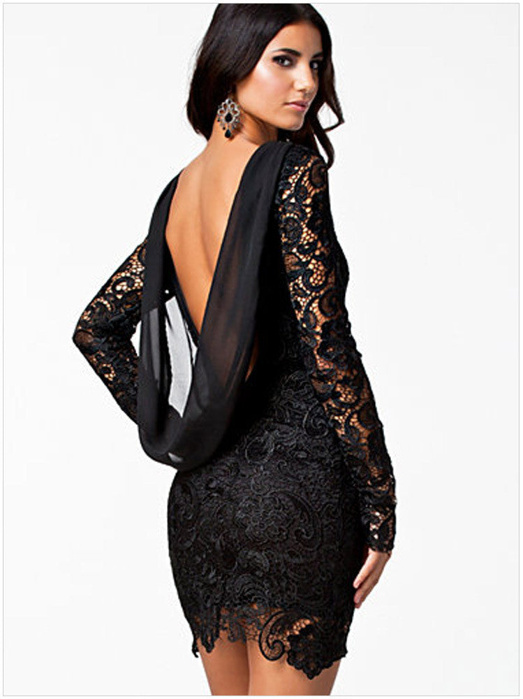 Lace Open Back Bodycon Dress, dress, VIVIMARKS