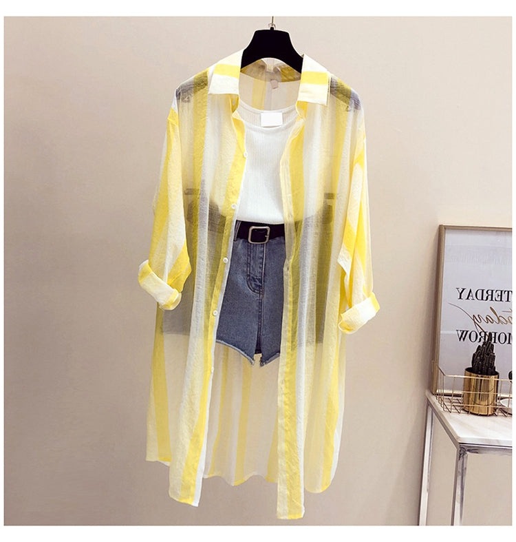 Stripe See-through Cardigan