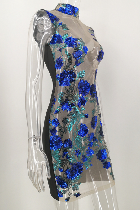 Floral See-through Bodycon Dress
