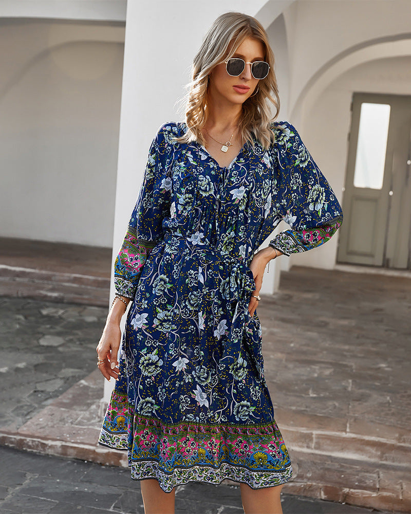 Three Quarter Sleeve Floral Dress