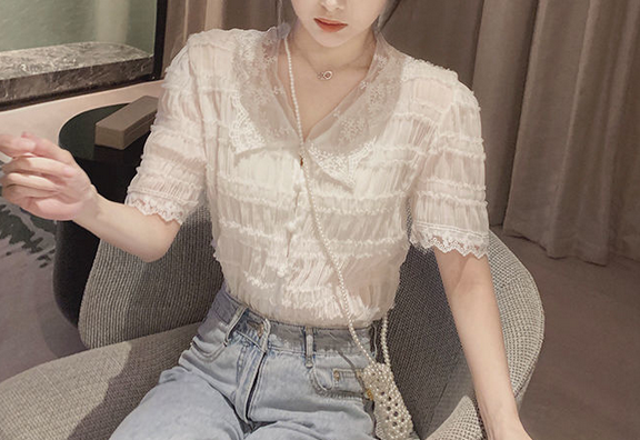 V Neck Folded Chiffon Top
