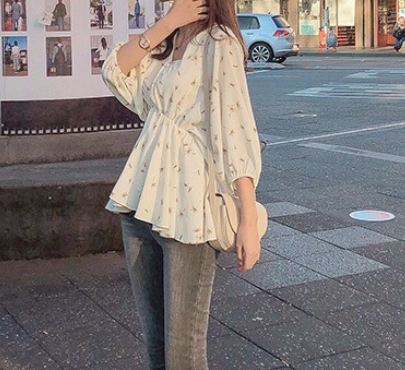 Floral V Neck Top