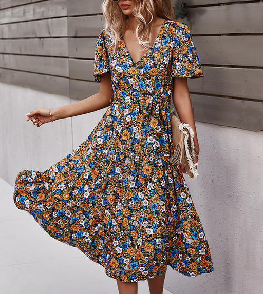 Floral V Neck Dress
